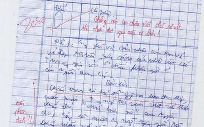 Bài kiểm tra bị chấm 0 điểm, cô giáo viết lời phê khiến dân tình tâm đắc