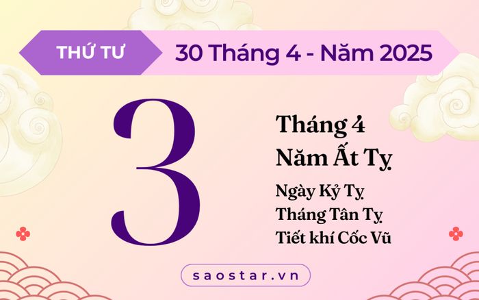 Lịch âm hôm nay 30/4/2025: Kiêng khởi sự lớn, đề phòng khó khăn bất ngờ