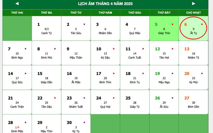 Lịch âm hôm nay 06/04/2025: Ngày đẹp để khai trương, cầu tài, khởi sự hanh thông