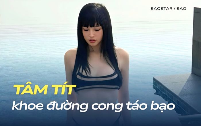 Tâm Tít diện đồ tắm bé xíu khoe 'gò bồng đảo' căng tràn ở tuổi U40