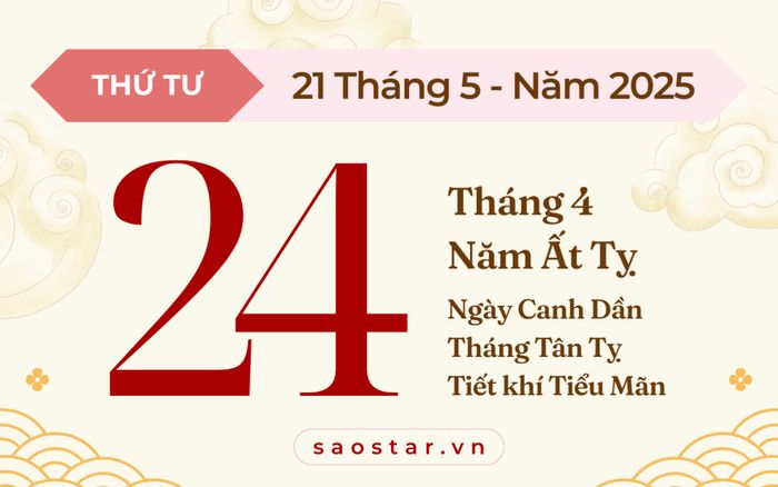 Lịch âm hôm nay 21/5/2025: Tránh cưới hỏi, xây dựng kẻo gặp điều không may