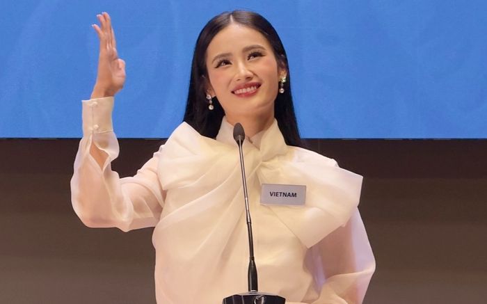 Hoa hậu Ý Nhi ghi điểm khi thuyết trình tại Miss World, netizen: 'Up' vương miện thôi!