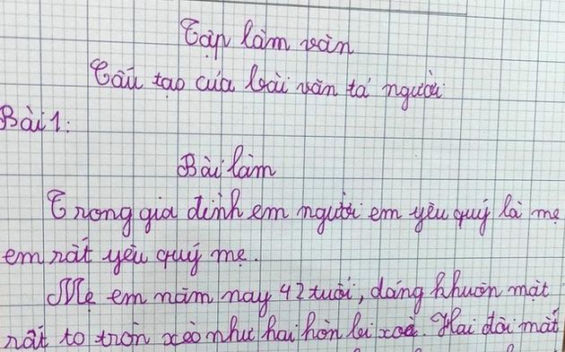 Bài văn tả mẹ xinh đẹp mỹ miều nhưng ngôn từ có hạn, bé trai khiến dân mạng cười ngất