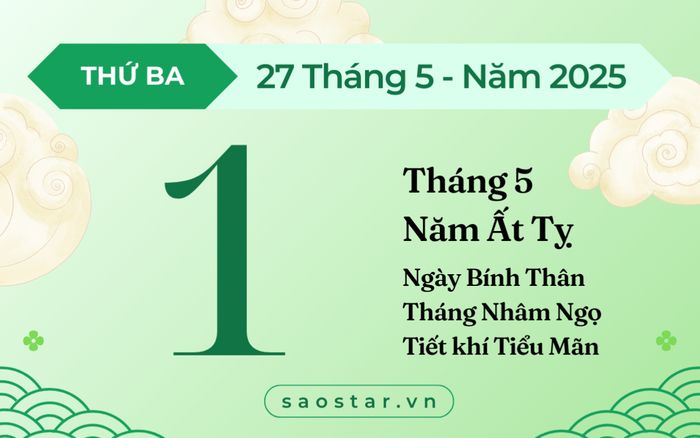 Lịch âm hôm nay 27/5/2025: Khởi đầu thuận lợi, khai trương gặp may