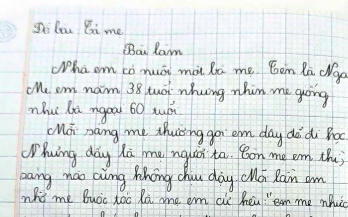 Cô bé lớp 2 viết bài văn tả mẹ cực chân thật, còn kèm theo ảnh minh hoạ cho sinh động