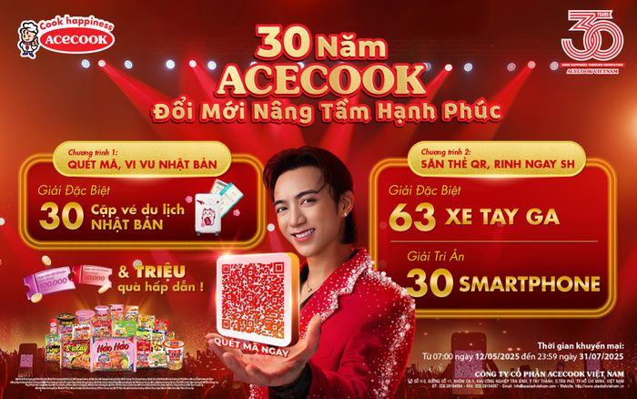 Soobin “cháy” hết mình, Acecook “bung” hết cỡ mừng hành trình 30 năm với kho quà hơn 30 tỷ đồng