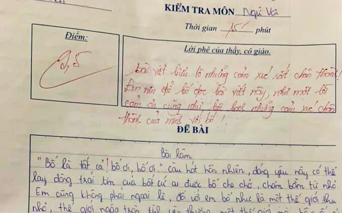 Bài văn đạt 9.5 điểm, cô giáo khuyên học trò nên để bố đọc