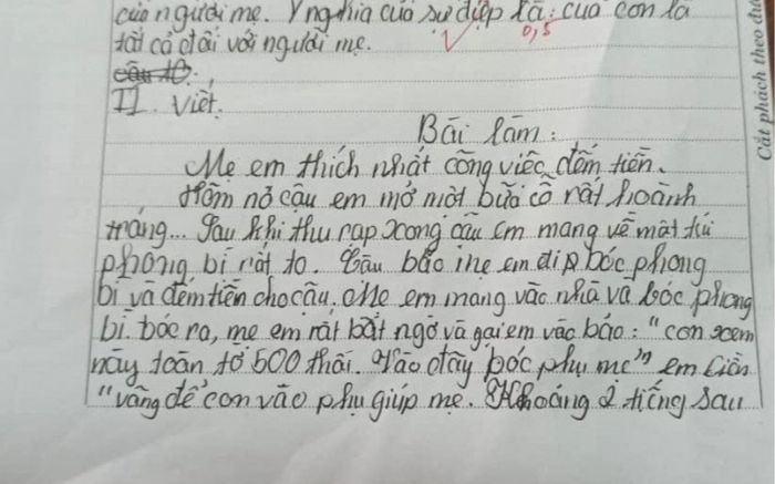Miêu tả công việc yêu thích nhất của mẹ, bài văn của học sinh tiểu học khiến mẹ ngượng chín mặt