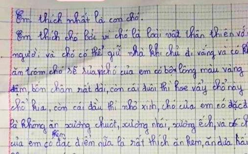 'Chó của em bỏ nhà theo trai rồi': Bài văn tiểu học khiến dân mạng cười ngả nghiêng