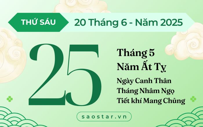 Lịch âm hôm nay 20/6/2025: Xuất hành hanh thông
