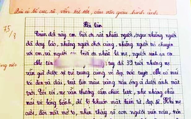 Bài văn về mẹ gần đạt điểm tuyệt đối, câu nào cũng thấm đượm yêu thương