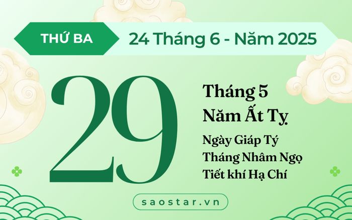 Lịch âm hôm nay 24/6/2025: Thuận lợi xuất hành, dễ thắng kiện