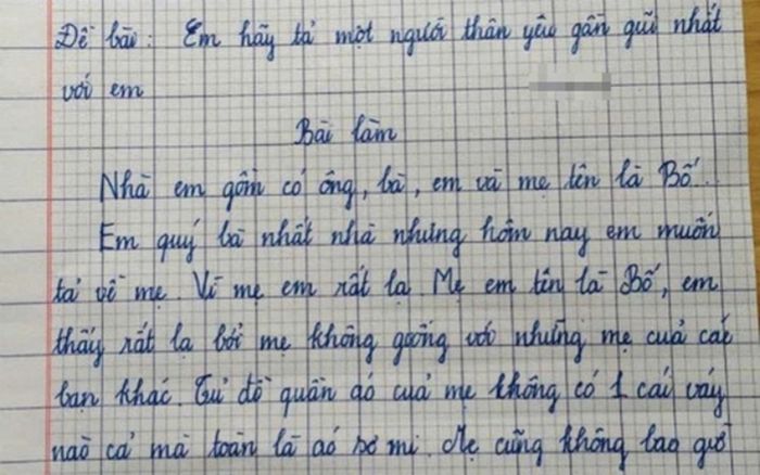 Bài văn kể rằng' mẹ em rất lạ', ai nấy đọc được đều lặng người đi