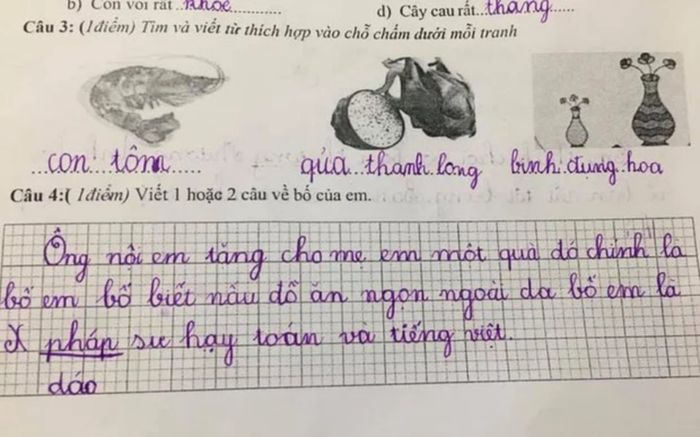Ngã ngửa với bài văn kể 'ông nội tặng cho mẹ em một món quà' của cô bé lớp 2