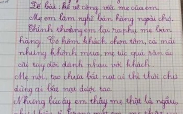 Học sinh Tiểu học viết văn kể công việc khiến mẹ ngượng chín mặt