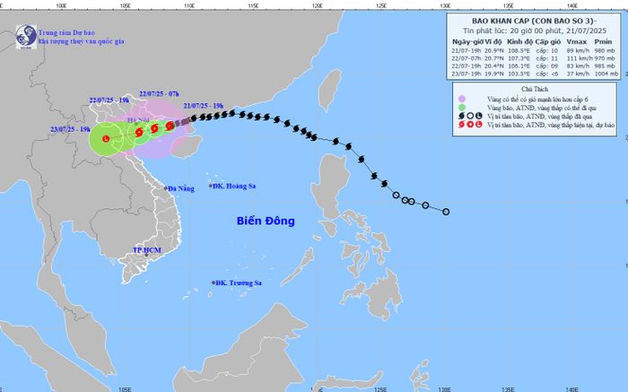 Tin khẩn cấp liên quan cơn bão số 3