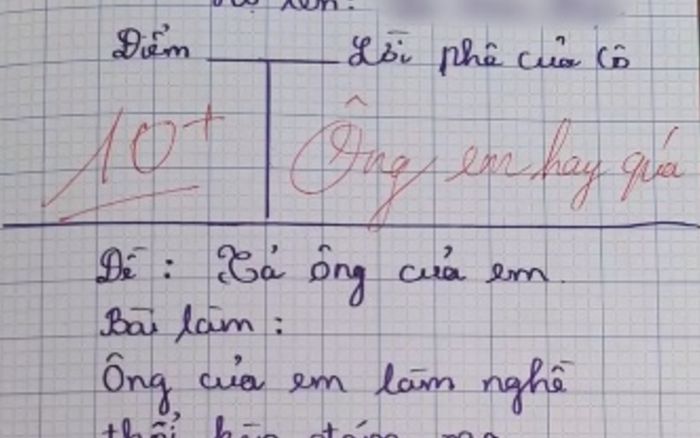 Bài văn tả ông 'làm nghề thổi kèn đám ma': Cô giáo chấm điểm 10 còn khen 'hay quá'
