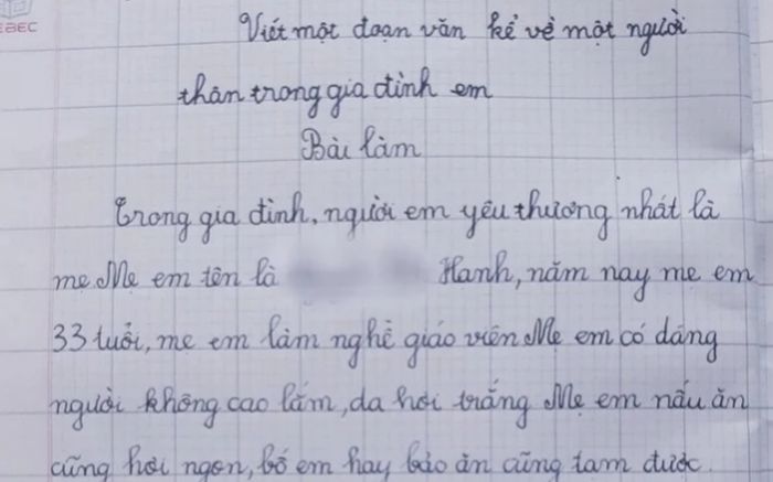 Bài văn tả người mẹ làm giáo viên hay 'làm nũng' bố khiến dân mạng cười ngất