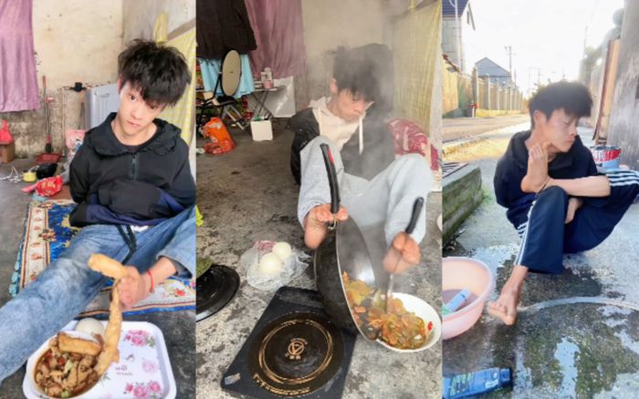 Chàng trai không hoạt động được tay nấu ăn bằng chân: Hành trình sống như một chiến binh