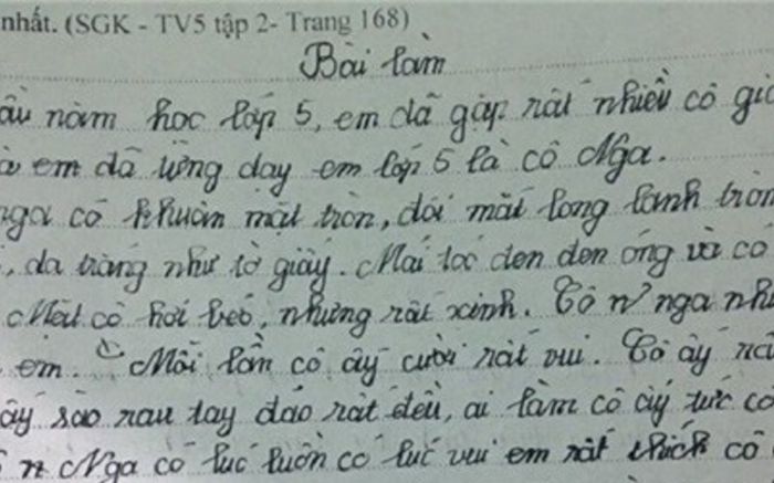 Bài văn tả cô giáo của học trò tiểu học: 'Cô ấy rất ác'