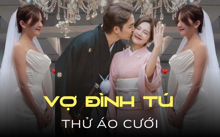 Vợ Đình Tú thử áo cưới, nhan sắc cô dâu gây sốt