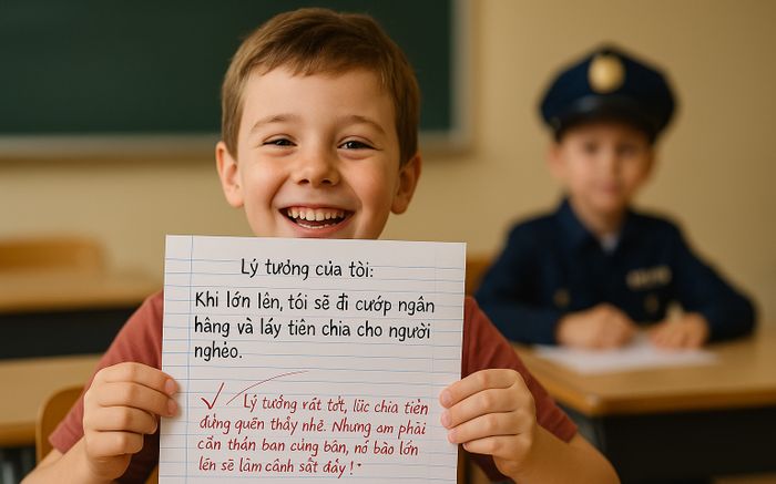 Bài văn 'lý tưởng sống' của học sinh tiểu học khiến thầy cười rớt nước mắt, lời phê cuối bài gây sốt