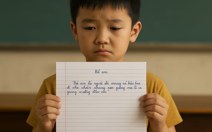 Cậu bé lớp 4 viết văn tả bố khiến cô giáo bật khóc chỉ sau một câu, được chấm ngay 10 điểm