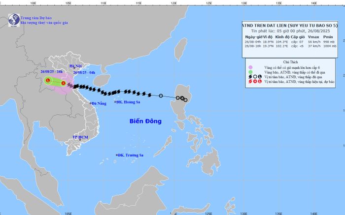Bão số 5 suy yếu thành áp thấp nhiệt đới, Bắc Bộ và Bắc Trung Bộ mưa lớn dữ dội