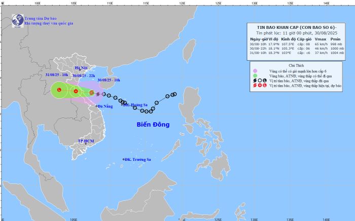 Tin khẩn cấp về cơn bão số 6