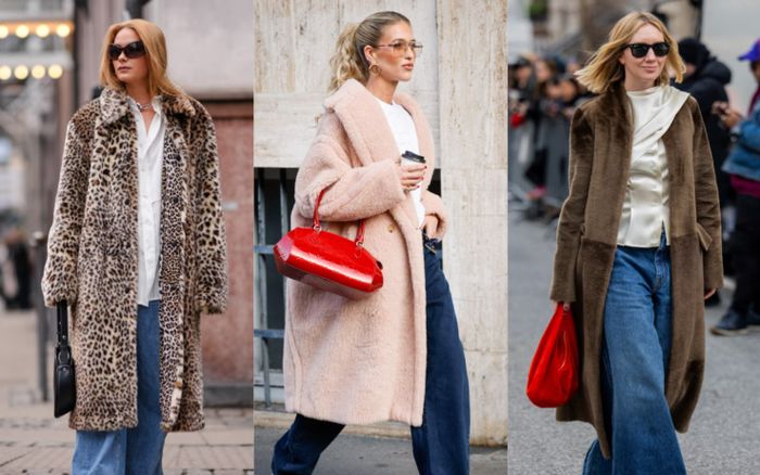 9 ý tưởng phối áo khoác lông giả và quần jeans