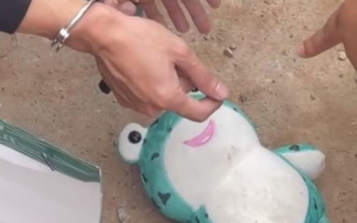 Phanh phui bí mật 'tày trời' của nam thanh niên bên trong con gấu bông màu xanh