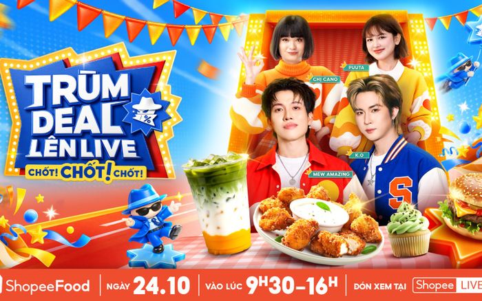 Rủ nhau nhập tiệc, săn deal món ngon giảm đến 50% cùng ShopeeFood trên Trùm Deal Lên Live 24.10