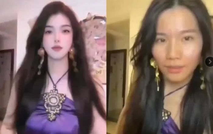 Bị mất hiệu ứng làm đẹp khi livestream, cô gái xinh đẹp lộ nhan sắc thật 'gây sốc'