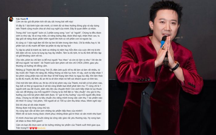 Trấn Thành viết tâm thư hơn 600 từ đáp trả bình luận về Thỏ Ơi!!