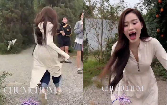 Hoa hậu Đỗ Thị Hà hét lớn, bỏ chạy khi đang chụp ảnh