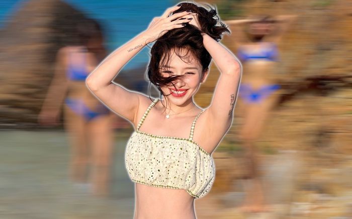 Tóc Tiên thả dáng với đồ bơi hai mảnh, tự tin khoe vòng eo nổi rõ múi cơ