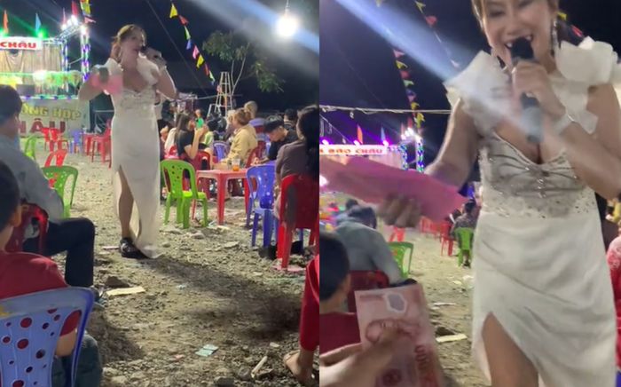 Xôn xao nữ ca sĩ vừa hát vừa bán vé dò lô tô hội chợ, danh tính chẳng ai xa lạ