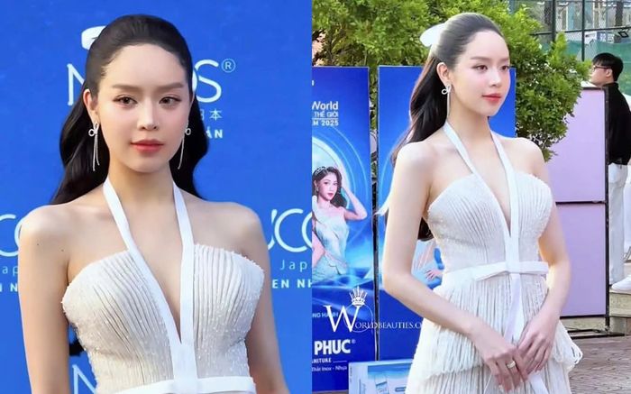 Thanh Thủy khoe vai thon tại Chung khảo Miss World Vietnam 2025