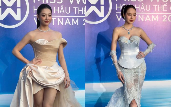 Thảm xanh Miss World Vietnam 2025: Lương Thuỳ Linh khoe chân dài 1,22m trứ danh, Thanh Thuỷ diện váy xuyên thấu