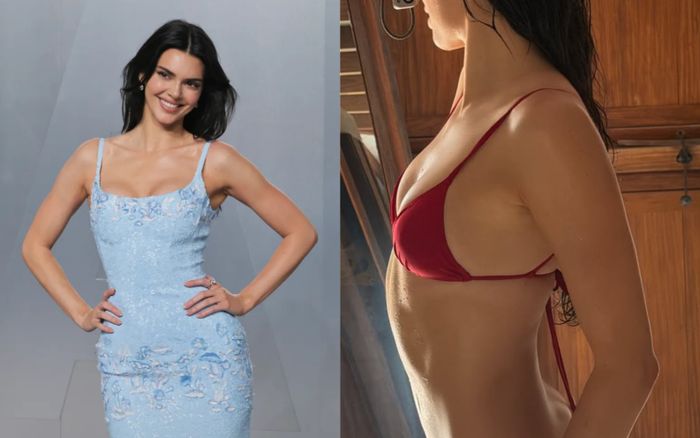 Kendall Jenner tạo dáng táo bạo trước gương với bộ bikini đỏ rực