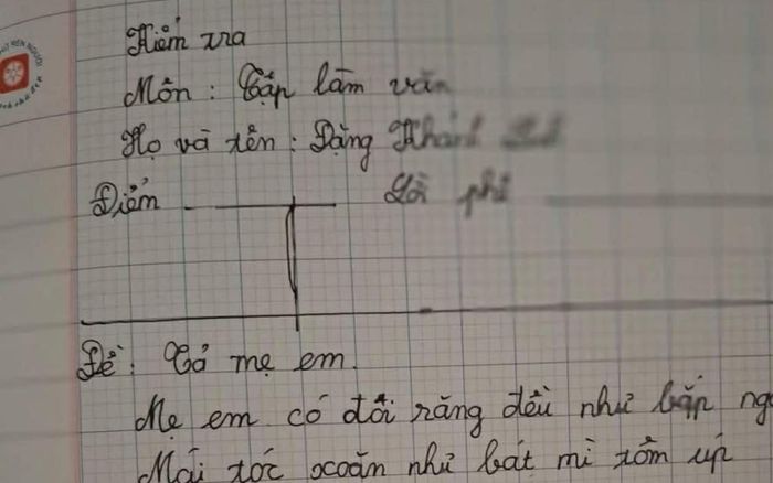 Học trò tiểu học viết bài văn tả mẹ em, câu cuối như 'xát muối trái tim' người mẹ