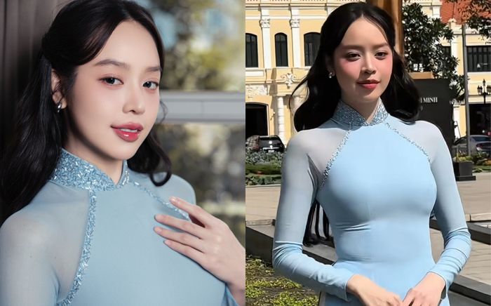 Thanh Thủy gây bàn tán khi diện áo dài kém tinh tế