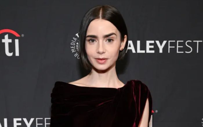 Lily Collins cuốn hút trong bộ cánh nhung đỏ rực