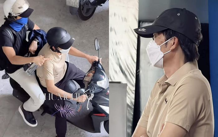 Hoài Linh tự chạy xe máy, bịt mặt kín mít ở sự kiện