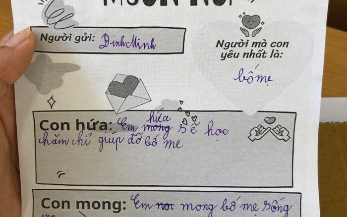 Gửi lời mong ước đến bố mẹ chỉ với 7 từ, học trò tiểu học khiến phụ huynh 'đơ mặt'