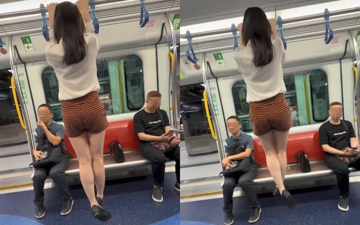 Cô gái đi tàu điện, có hành động khiến 2 người đàn ông đối diện 'đỏ mặt'