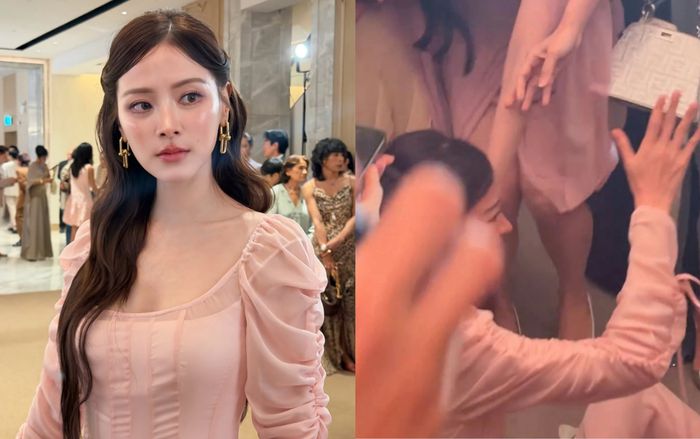 'Ngọc nữ Thái Lan' Baifern bị xô ngã dúi dụi ở đám cưới, khung cảnh hỗn loạn gây xôn xao bàn tán
