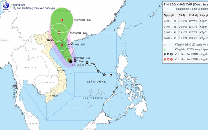 Tin khẩn cấp về cơn bão số 1