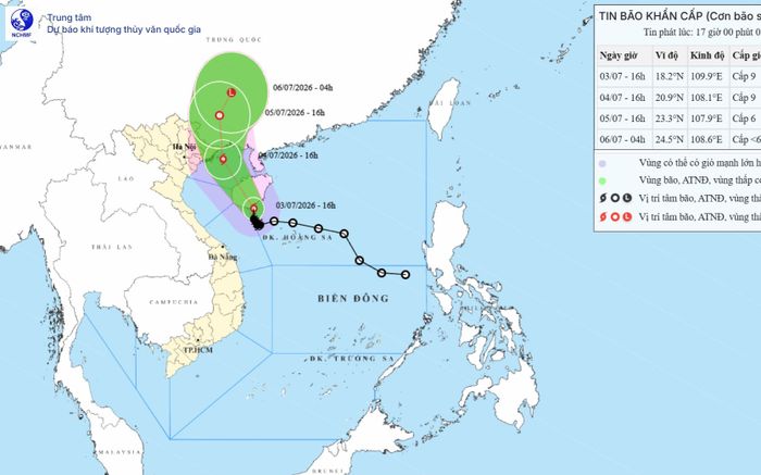 Tin khẩn cấp về bão số 1