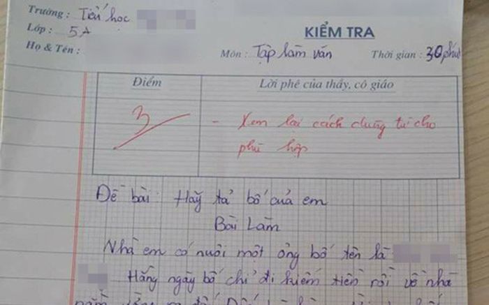 Bài văn 'nhà em có nuôi một ông bố', loạt chi tiết phía sau khiến dân mạng rôm rả bàn tán